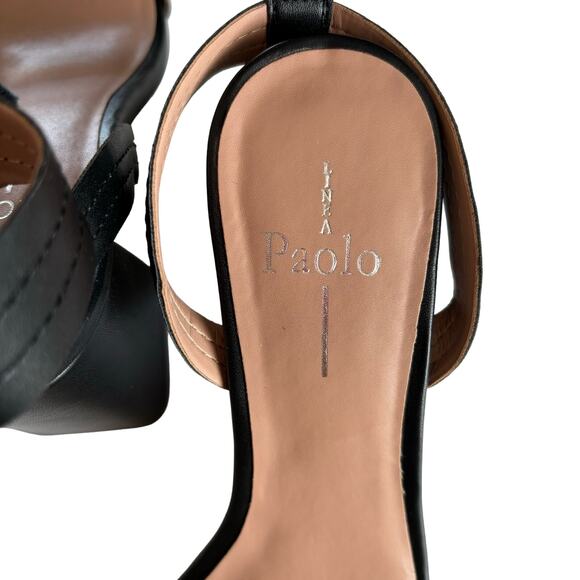 Linea Paolo Women’s Emmie Heeled Sandals Black Ankle Strap Block Heels Size 7 - Picture 5 of 9